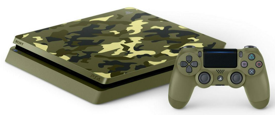 Consola - PS4 Slim, 1 TB, Verde camuflaje + Call of Duty: WWII
