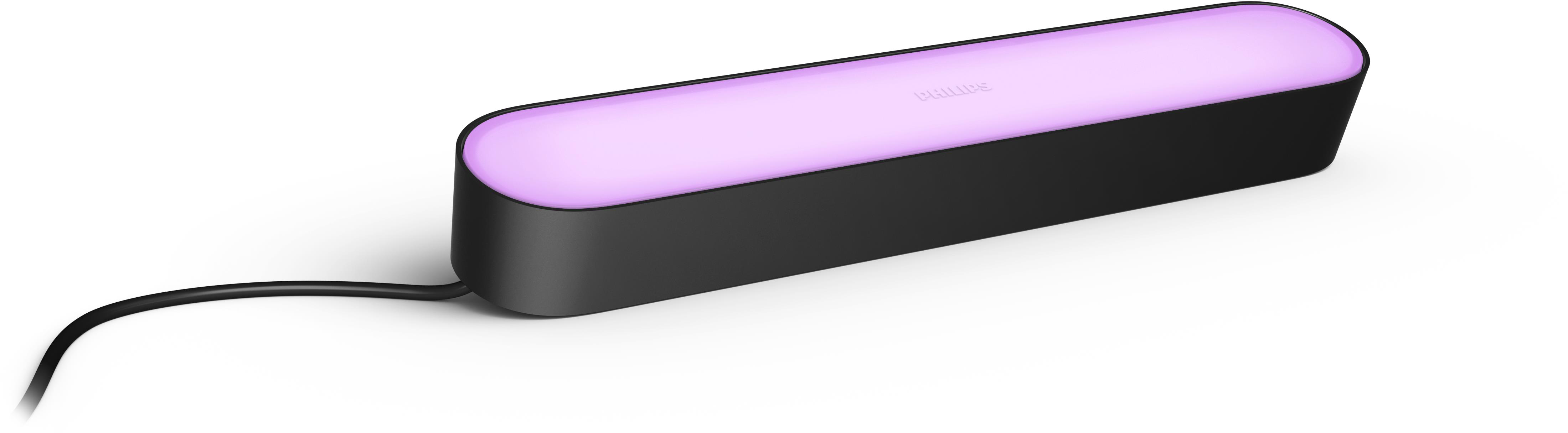 Philips Hue fénysáv, fekete, rózsaszín ragyogással és tápkábellel.