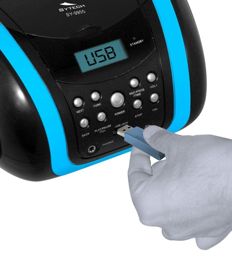 Radio CD - Sytech SY9955, Azul, USB