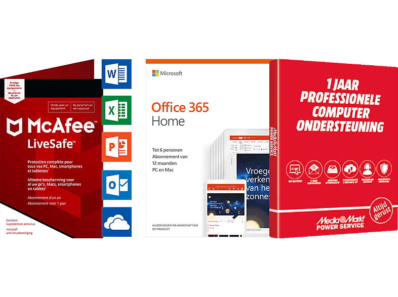 McAfee LiveSafe 2018 + Office 365 Home + 1 jaar computerondersteuning