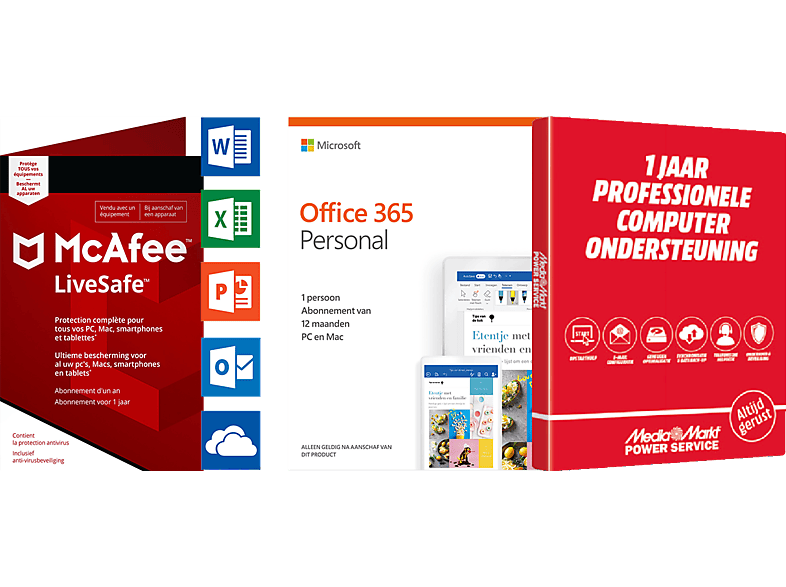 McAfee LiveSafe 2018 + Office 365 Personal + 1 jaar computerondersteuning