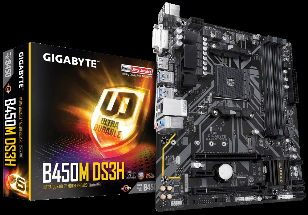GIGABYTE B450M DS3H Mainboard Schwarz