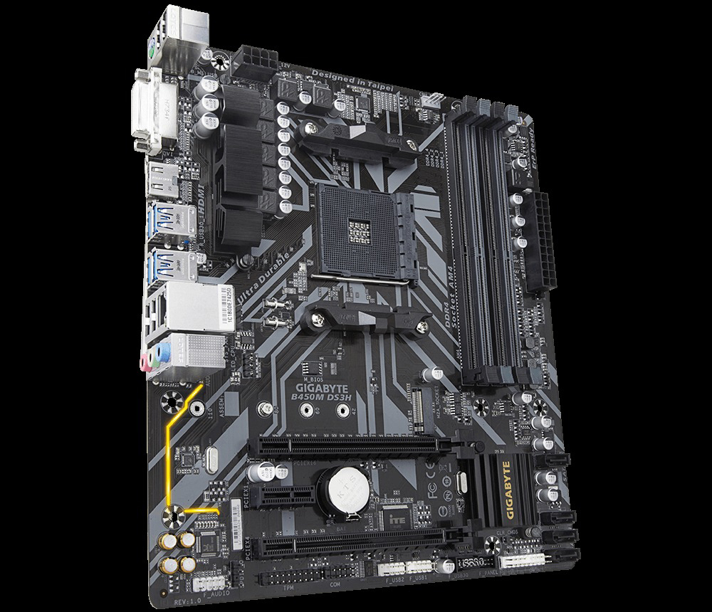 GIGABYTE B450M DS3H Mainboard Schwarz