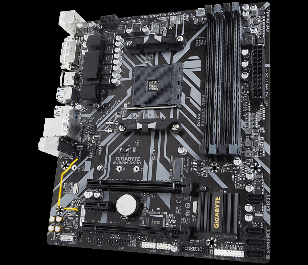 GIGABYTE B450M DS3H Mainboard Schwarz