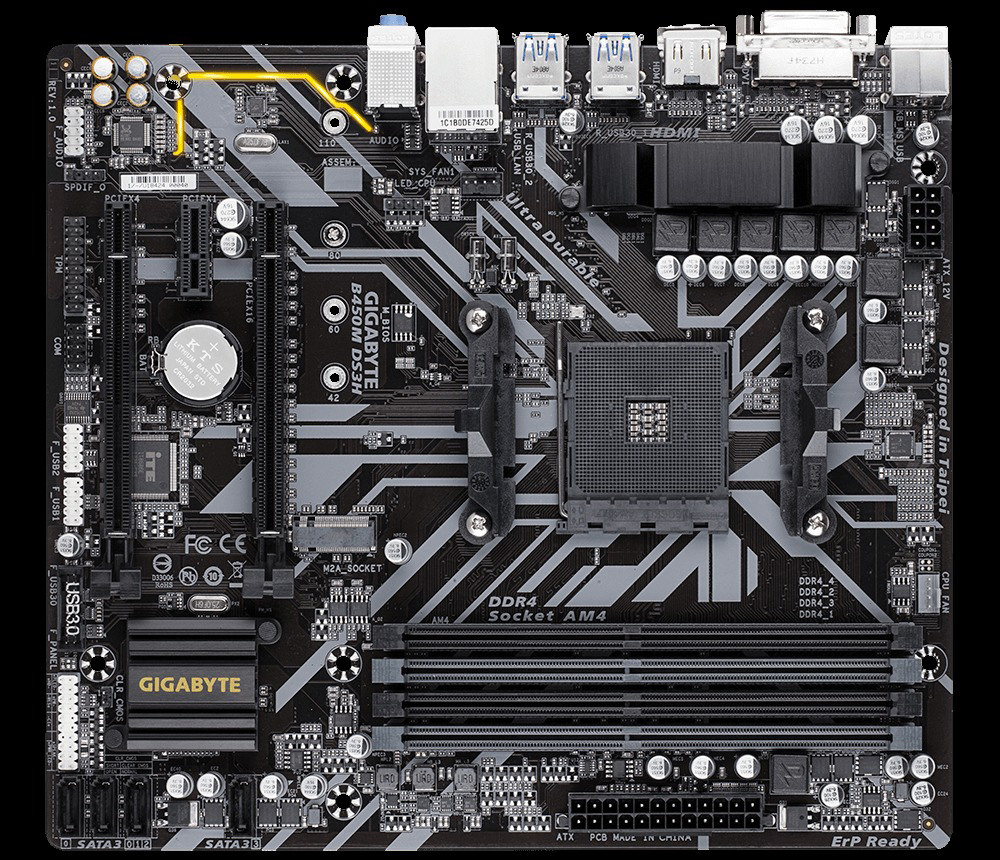 GIGABYTE B450M DS3H Mainboard Schwarz