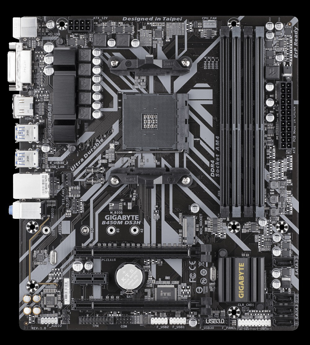 GIGABYTE B450M DS3H Mainboard Schwarz