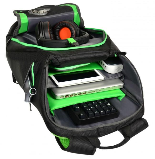 Port Designs Gaming Poliéster Negro, Verde mochila