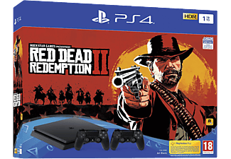 PlayStation 4 Slim 1To - Red Dead Redemption 2 + 2. Dualshock 4 - Console de jeux - Jet Black