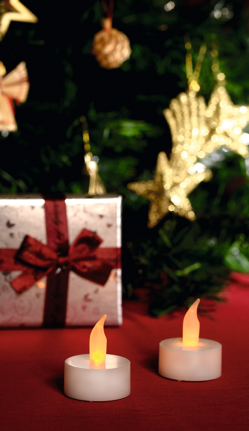 CHRISTMAS LIGHT CD 2/WX LED-es teamécses, fehér, 2 db, 3V