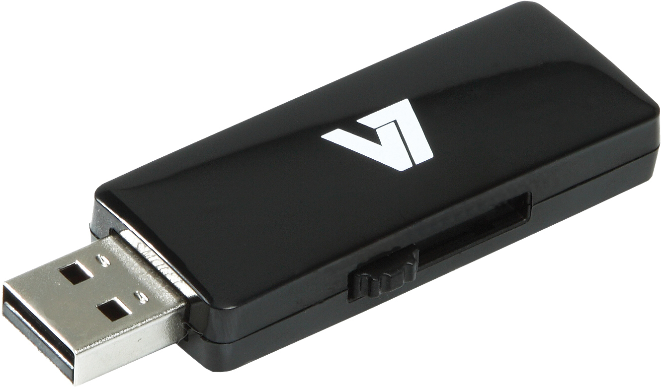 V7 Unidad de memoria flash USB 2.0 deslizante 16 GB, negra
