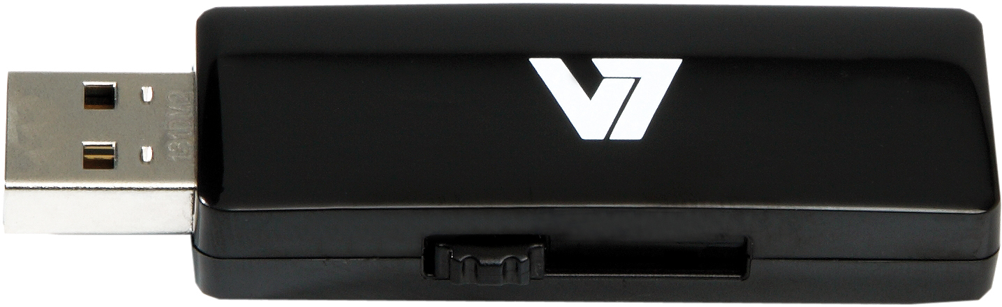 V7 Unidad de memoria flash USB 2.0 deslizante 16 GB, negra