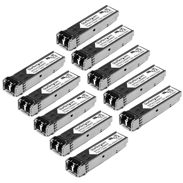 Transceptor SFP - StarTech.com GLCSXMM10PST SFP Gigabit de fibra GLC-SX-MM - Paquete de 10 unidades
