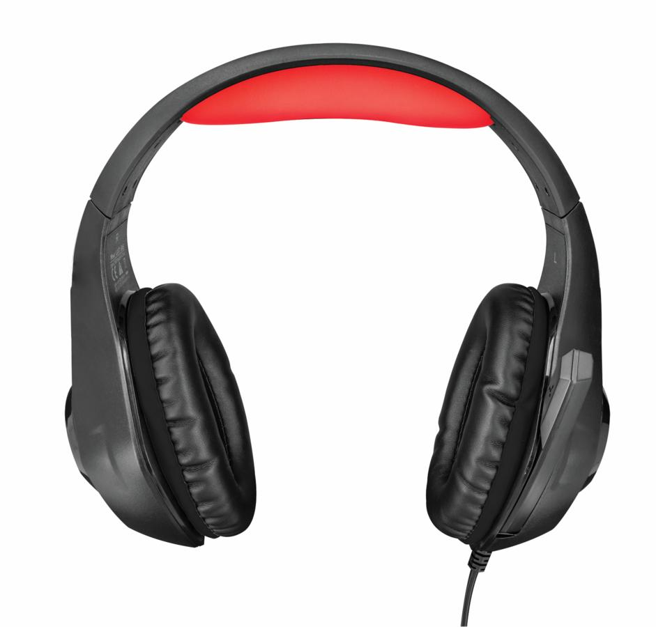 Auriculares gaming - Trust GXT 313, Con micrófono con iluminación, Rojo y negro