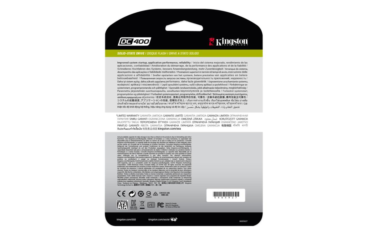 SSD de 1.6TB - Kingston Technology DC400, Serial ATA III