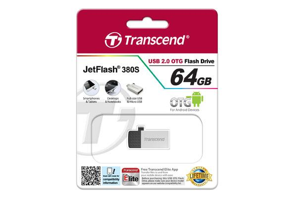 Pendrive 64GB - JetFlash 380S, USB 2.0, Tipo A, Plateado