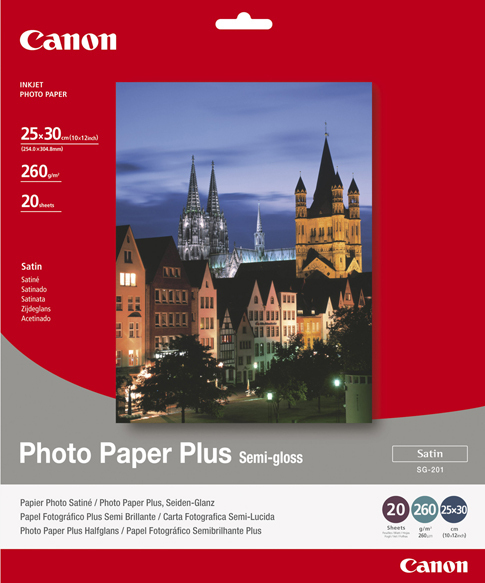 Canon Photo Paper Plus SG-201 - Papel fotográfico semisatinado - 254 x 305 mm - 260 g/m2