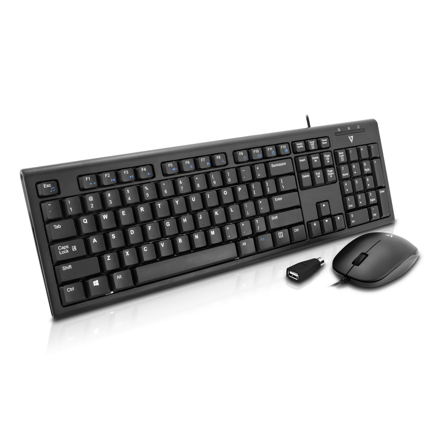 Pack Teclado + Ratón - V7 CKU100, USB, AZERTY, Negro