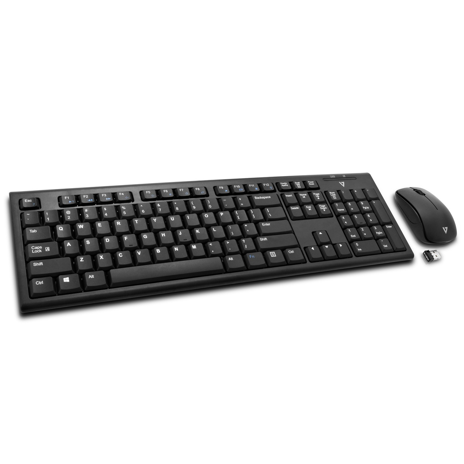 Pack Teclado + Ratón - V7 CKW100, Inalámbrico, Negro