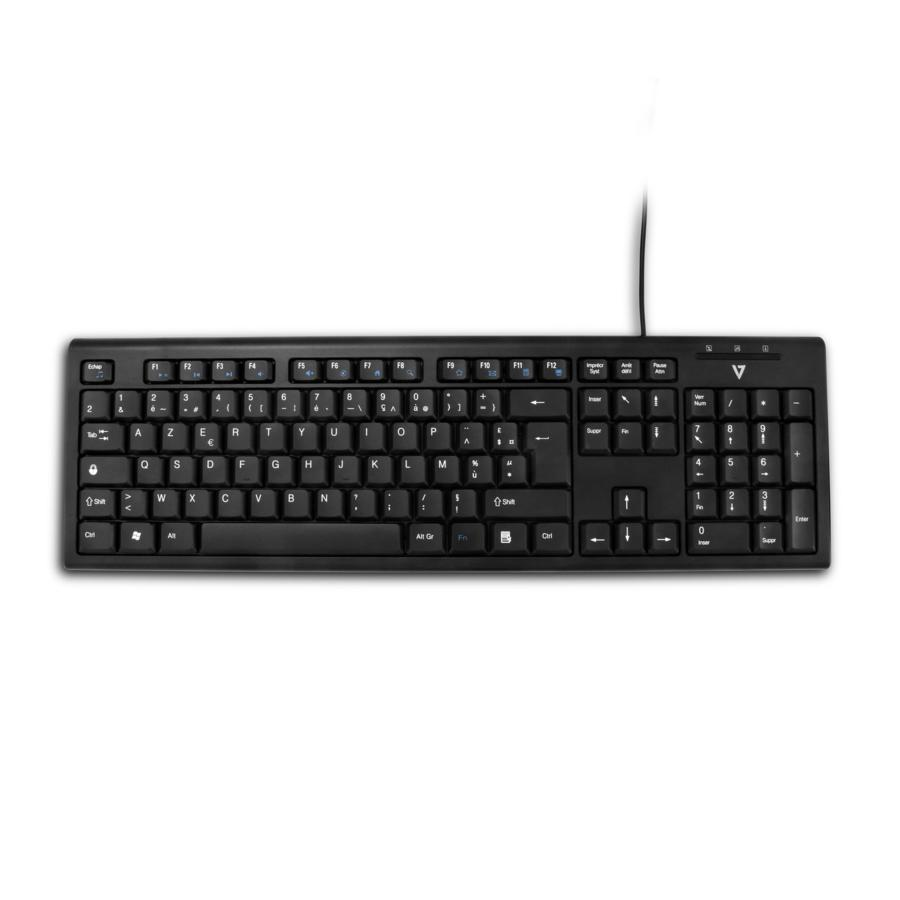 Teclado con cable - V7 KU100, USB, AZERTY (Francés)