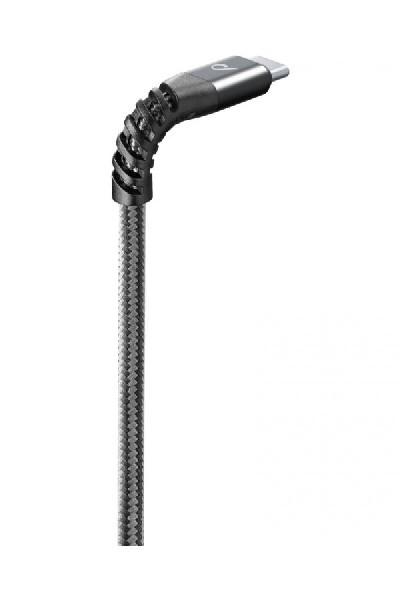 Un cable USB-C con una sección en espiral cerca del conector.