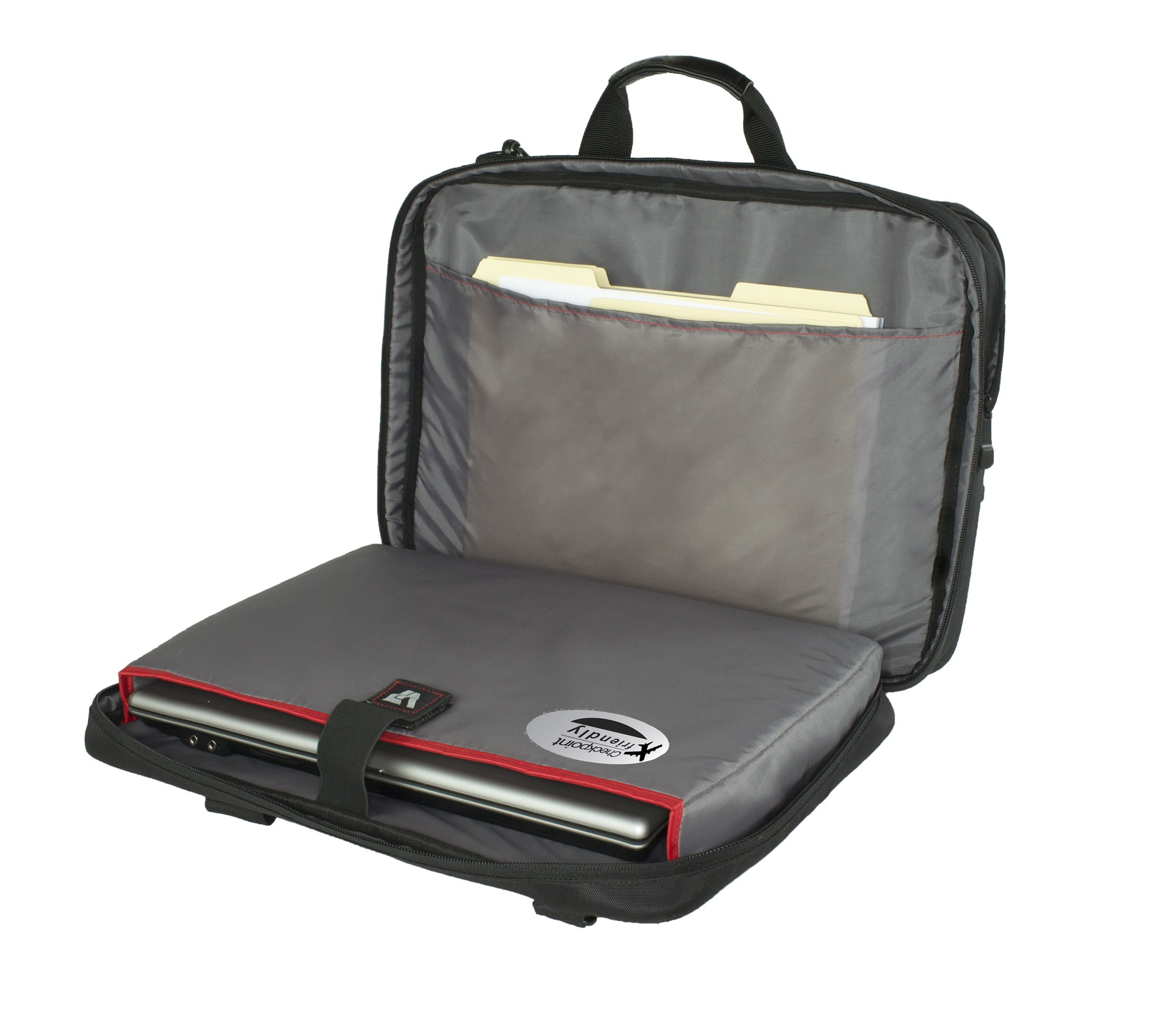 V7 Edge Laptop Toploader - Funda de transporte para portátil - 16.1" - negro con toques rojos