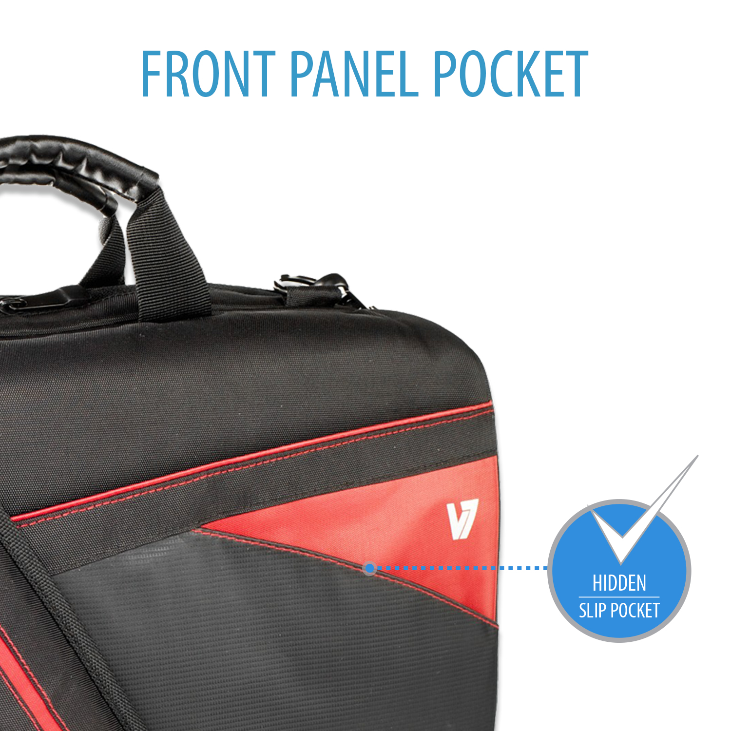 V7 Edge Laptop Toploader - Funda de transporte para portátil - 16.1" - negro con toques rojos