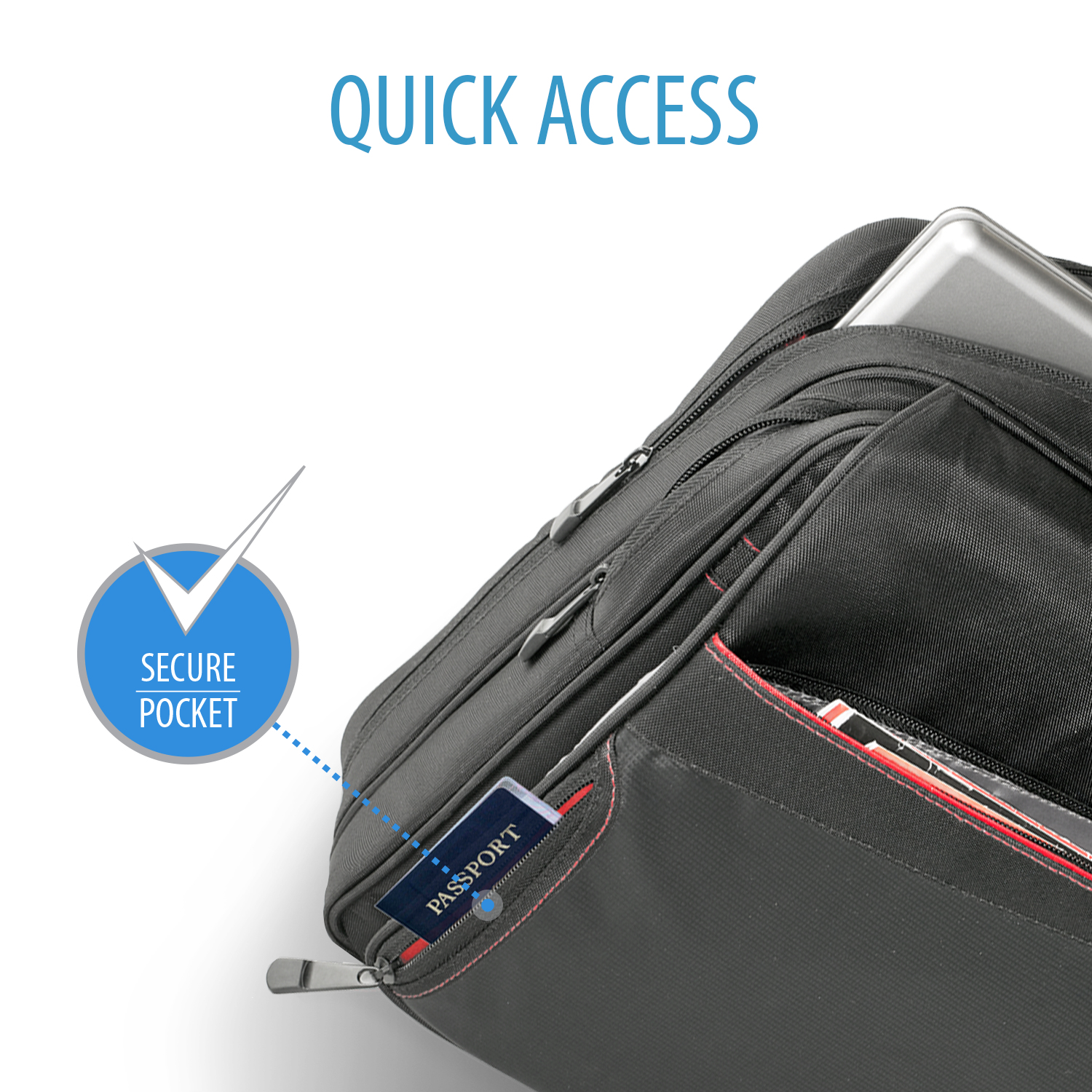 V7 Edge Laptop Toploader - Funda de transporte para portátil - 16.1" - negro con toques rojos