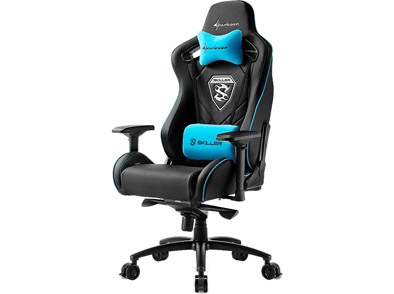 Silla gaming - Sharkoon Skiller SGS4, Asiento acolchado, Azul y negro