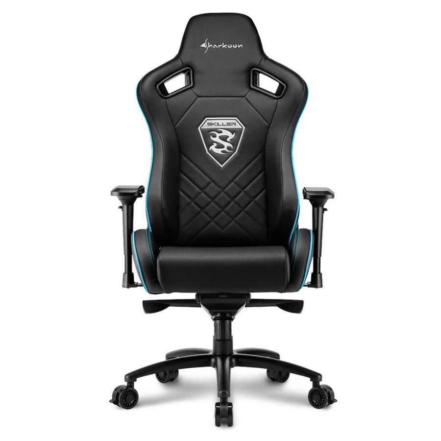 Silla gaming - Sharkoon Skiller SGS4, Asiento acolchado, Azul y negro