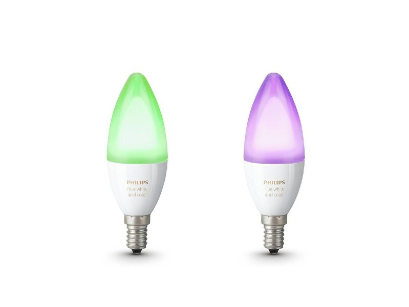 Pack De Dos bombillas vela e14 philips white and color ambiance 2 blanco y kit 6.5w huewca b39 inteligente ambiental led 65w