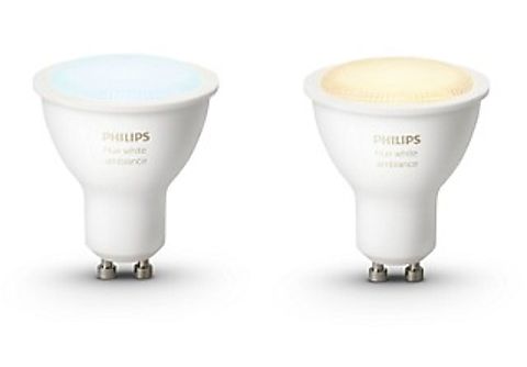 Luz Inteligente - Pack 2 bombillas LED inteligentes GU10 Philips Hue, luz blanca de cálida a fría, domótica