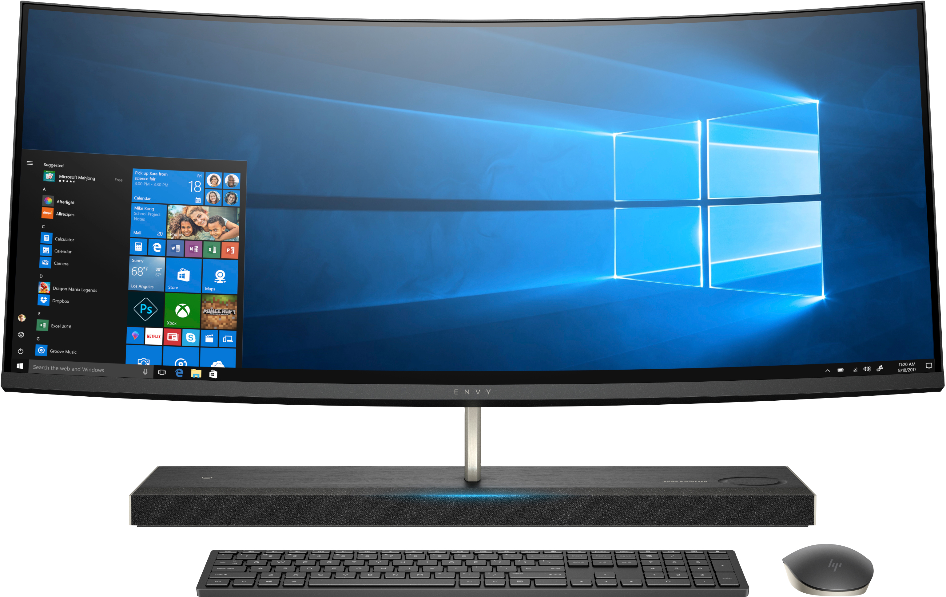 HP All in One PC Envy Curved 34-b130ng, dunkelgrau (5CQ61EA#ABD) All-in-One PC 34 Zoll, Intel® Core™ i7-8700T Prozessor
(12M Cache, bis zu 4.00 GHz), 16 GB RAM, 2000 GB HDD + 256 GB SSD, Grau