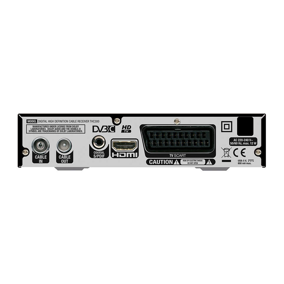 Receiver SCART, THOMSON THC300 HD (HDTV, USB) HDMI, (DVB-C, Schwarz) Kabel