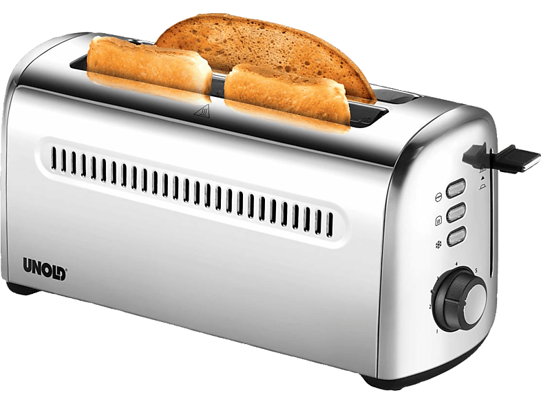 (1500 2) Schlitze: UNOLD 38366 4er Retro Watt, Edelstahl Toaster