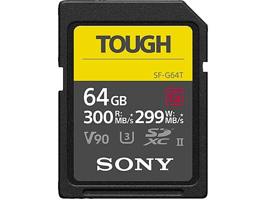 SONY SDXC Pro Tough - Speicherkarte  (64 GB, 300 MB/s, Schwarz)