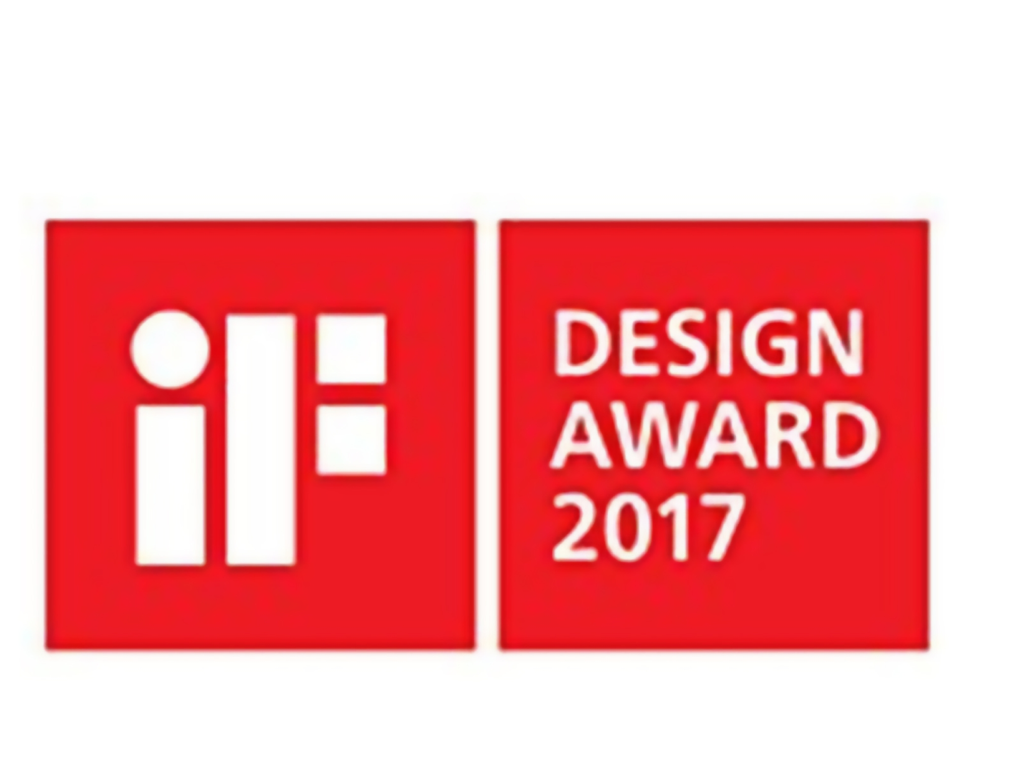Das if Design Award 2017 Logo. Es zeigt zwei rote Quadrate mit weißem Text und einem weißen if-Symbol.