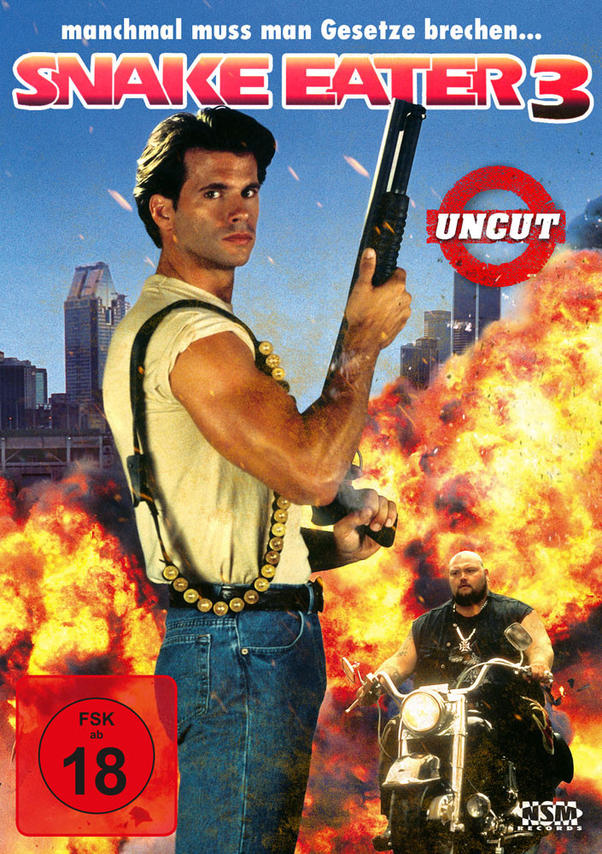 Filmposter für 'Snake Eater 3', Mann mit Schrotflinte.