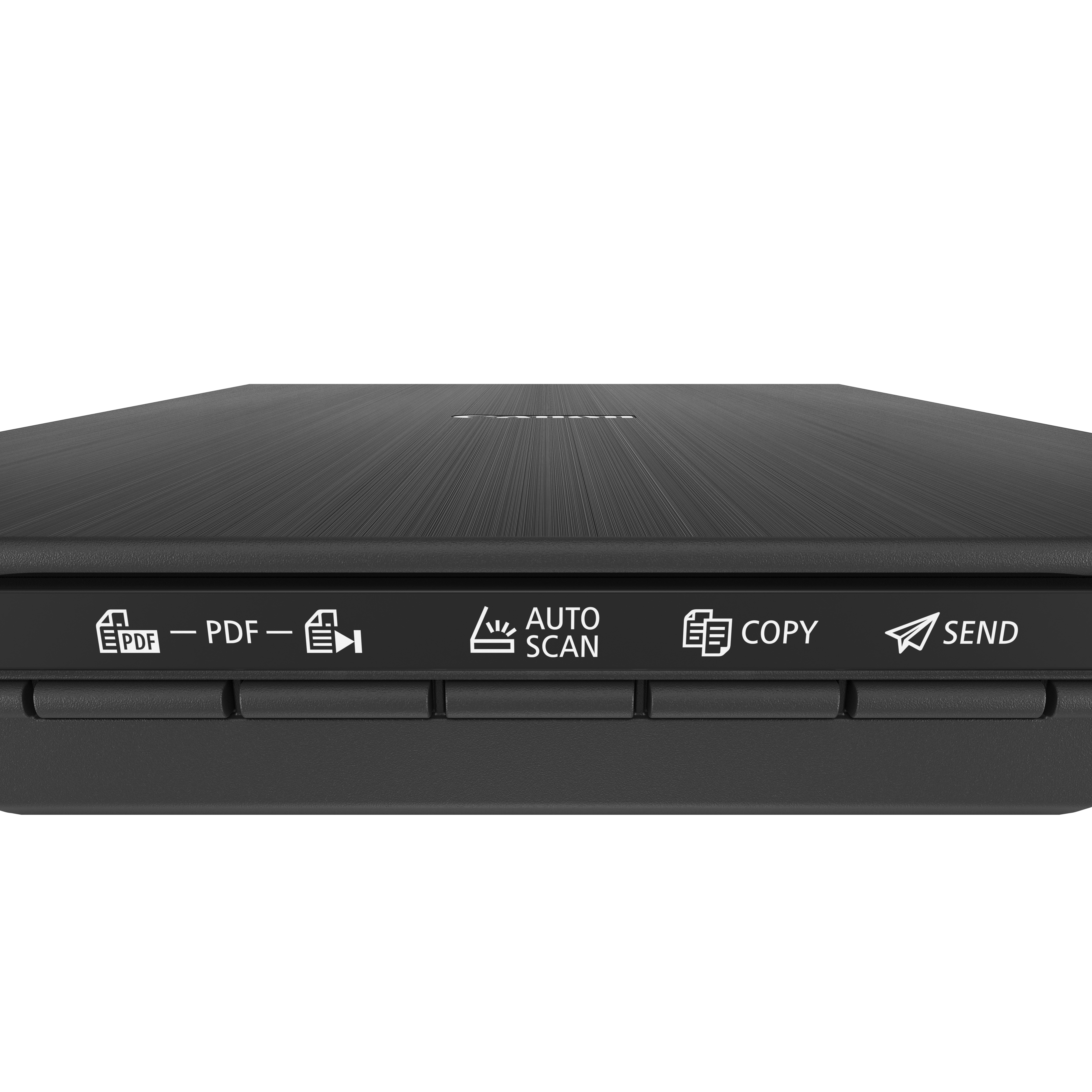Schwarzer Scanner mit Tasten für PDF, Kopie, Auto-Scan und Sende-Funktionen.