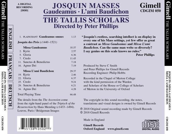 Tallis Scholars,The/Phillips,Peter - Messen-Gaudeamus-L'ami Baudichon  - (CD)