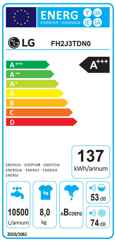 LG FH2J3TDN0 elöltöltős mosógép
