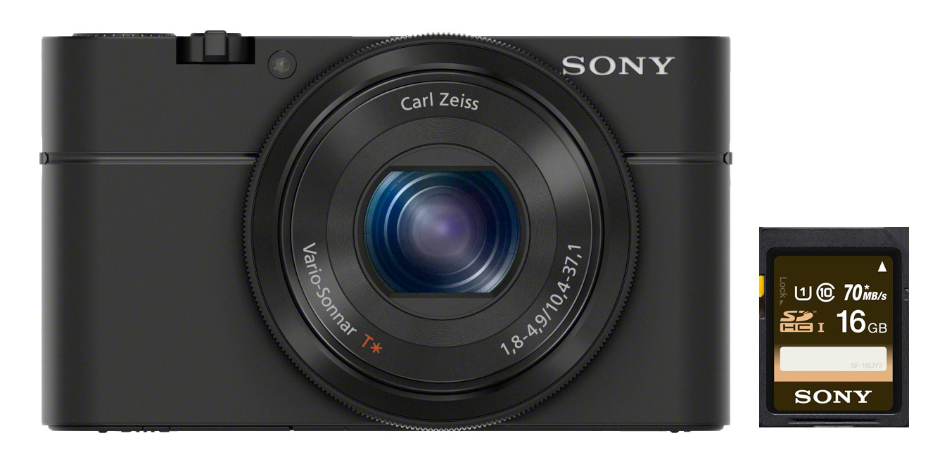SONY Cyber-shot DSC-RX100 I Zeiss Plus 16GB SD-Speicherkarte Digitalkamera Schwarz, 3.6x opt. Zoom, Xtra Fine/TFT-LCD