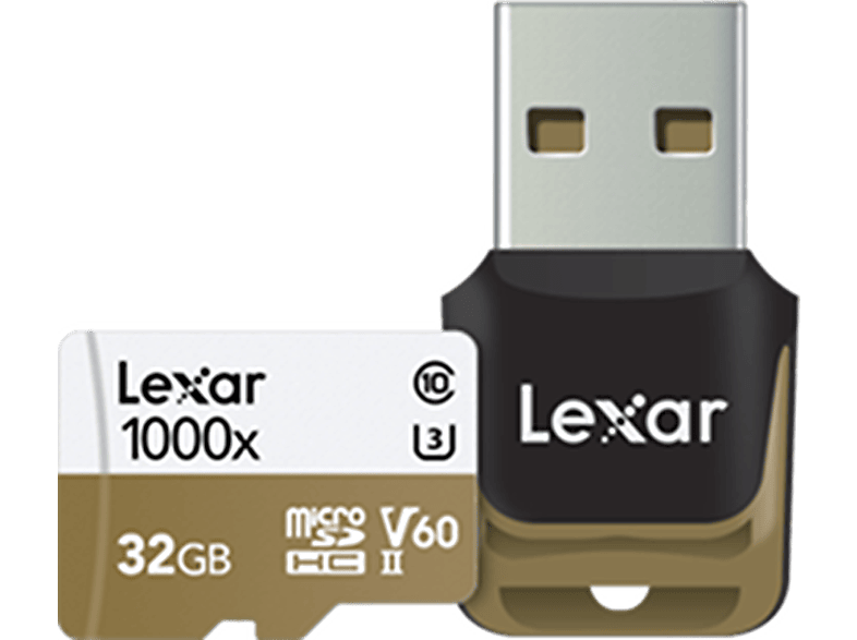 LEXAR Geheugenkaart Professional 1000x microSDHC 32 GB UHS-II + USB-kaartlezer (LSDMI32GCBEU1000R)