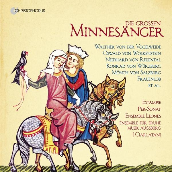 Mittelalterliche Kunst-Cover mit Menschen auf Pferden und Text.