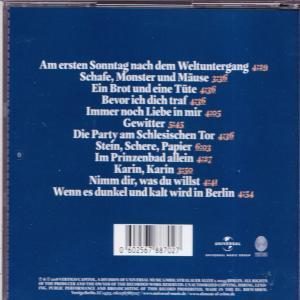 Die Rückseite einer CD mit deutschem Text und einem Logo der Universal Music Group.