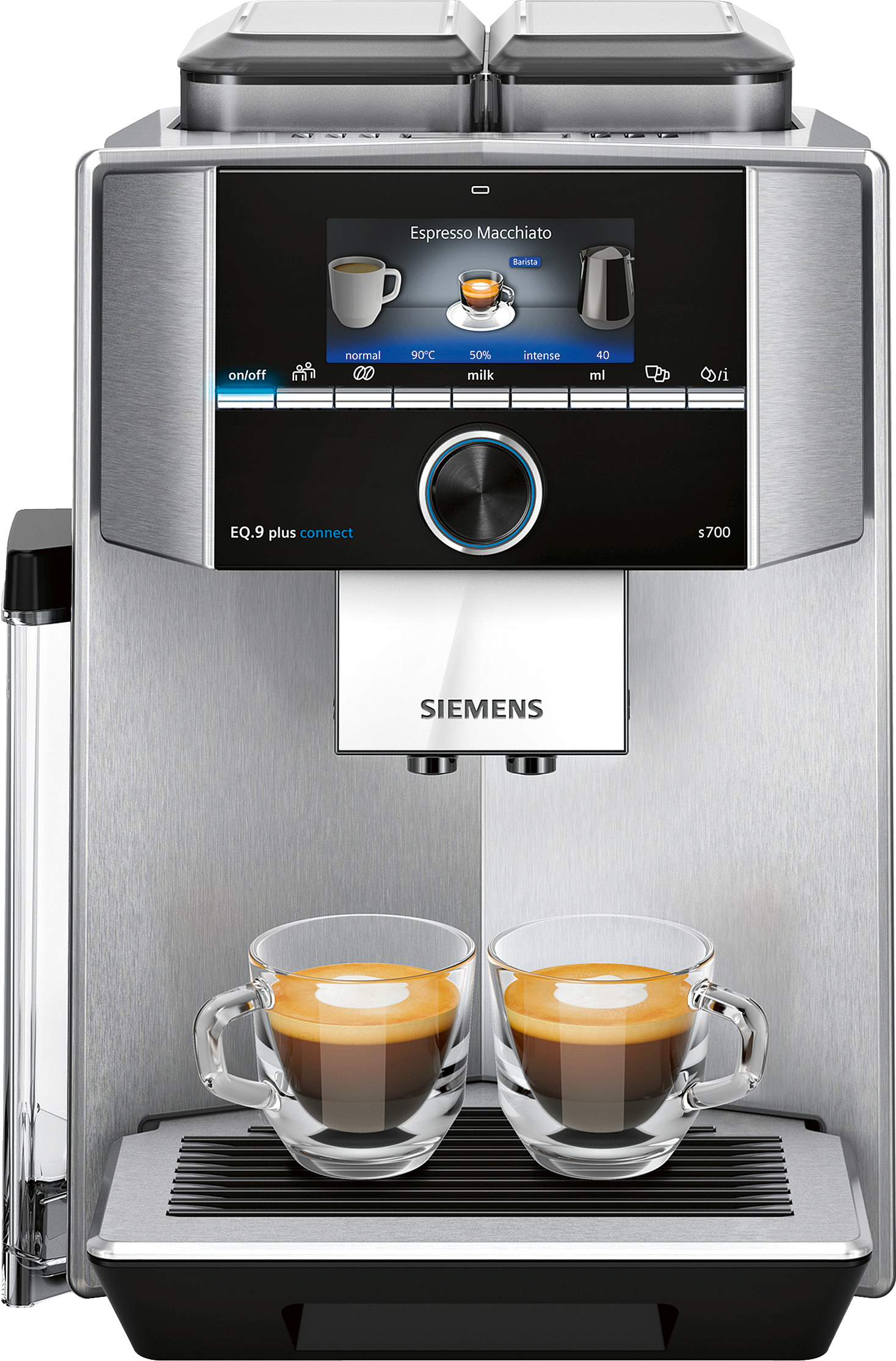 SIEMENS EQ.9 Plus s700 Connect TI9573X1RW - Volautomatische espressomachine - Maximaal aantal kopjes: 2 - Zilver
