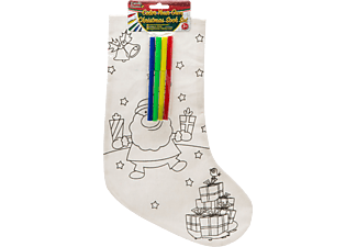 FAMILY CHRISTMAS 55996A Színezhető, mikulás zokni, 5 filctollal, 3 féle, 33 x 24 cm