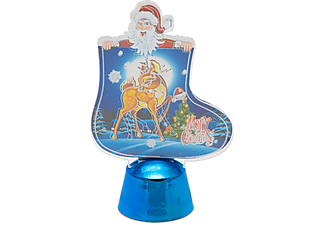 FAMILY CHRISTMAS 55986B Karácsonyi asztali LED dekor, fényes talppal, csizma, kék, 12 cm