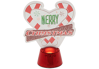 FAMILY CHRISTMAS 55986A Karácsonyi asztali LED dekor, fényes talppal, szív, 11 cm
