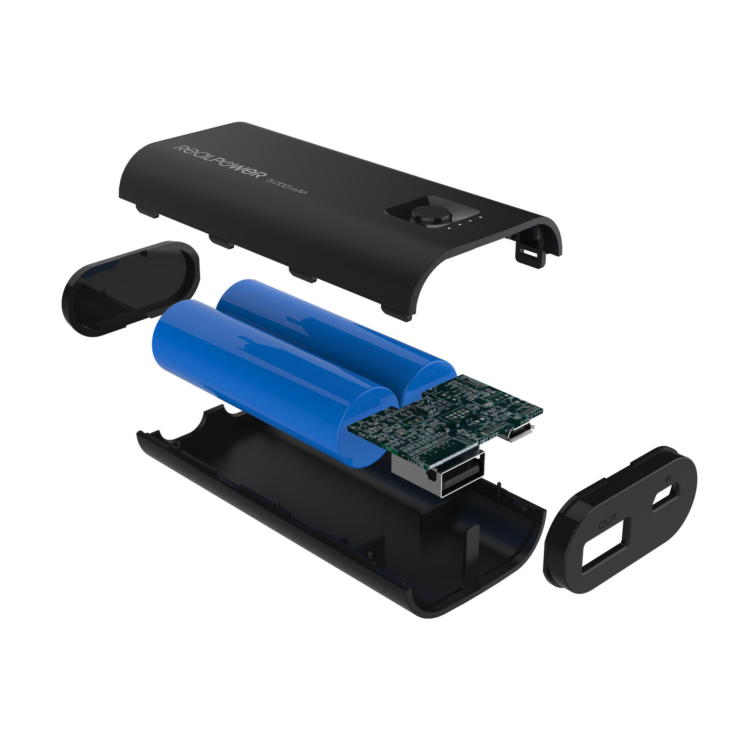 REALPOWER PB-5000mini  Powerbank 5000 mAh Schwarz