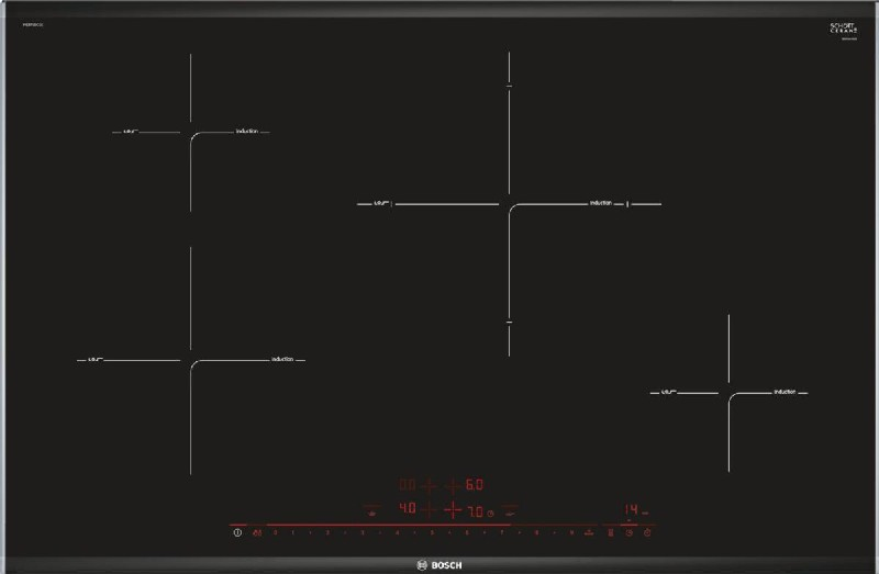 Encimera - Bosch SERIE 8 PIE 875 DC1E, Eléctrica, Inducción, 4 zonas, 28 cm